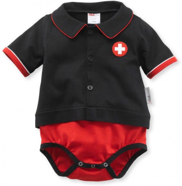 Baby-Body SCHWEIZERKREUZ, kurzarm, geknöpft