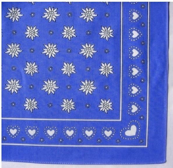 Nickituch Edelweiss & Herzen, 55 x 55 cm, 100 % Baumwolle