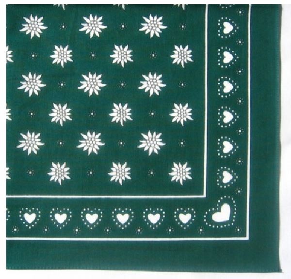 Nickituch Edelweiss & Herzen, 55 x 55 cm, 100 % Baumwolle