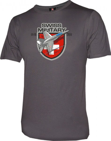 Herren T-Shirt Swiss Military FA-18, anthrazit