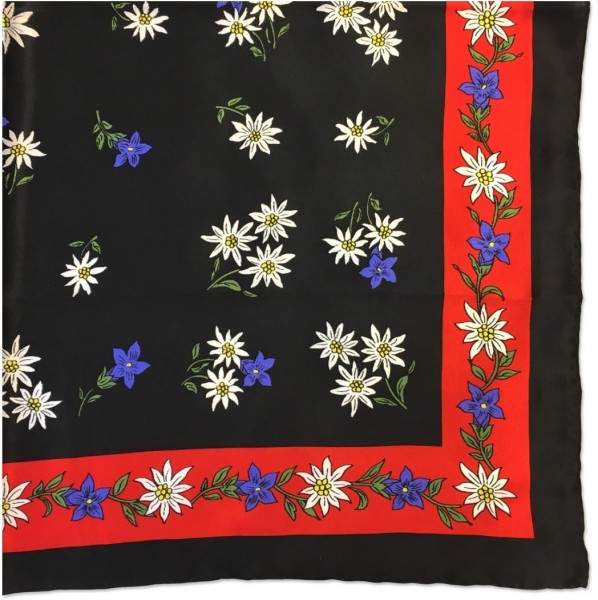 Foulard Alpenblumen, 100 % Seide, 60 x 60 cm