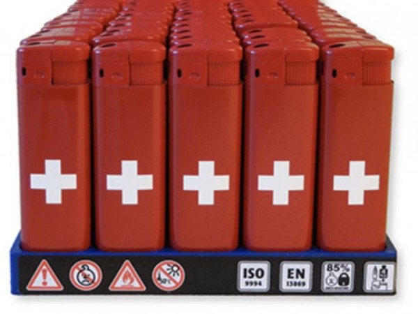 Feuerzeug Schweizerkreuz rot
